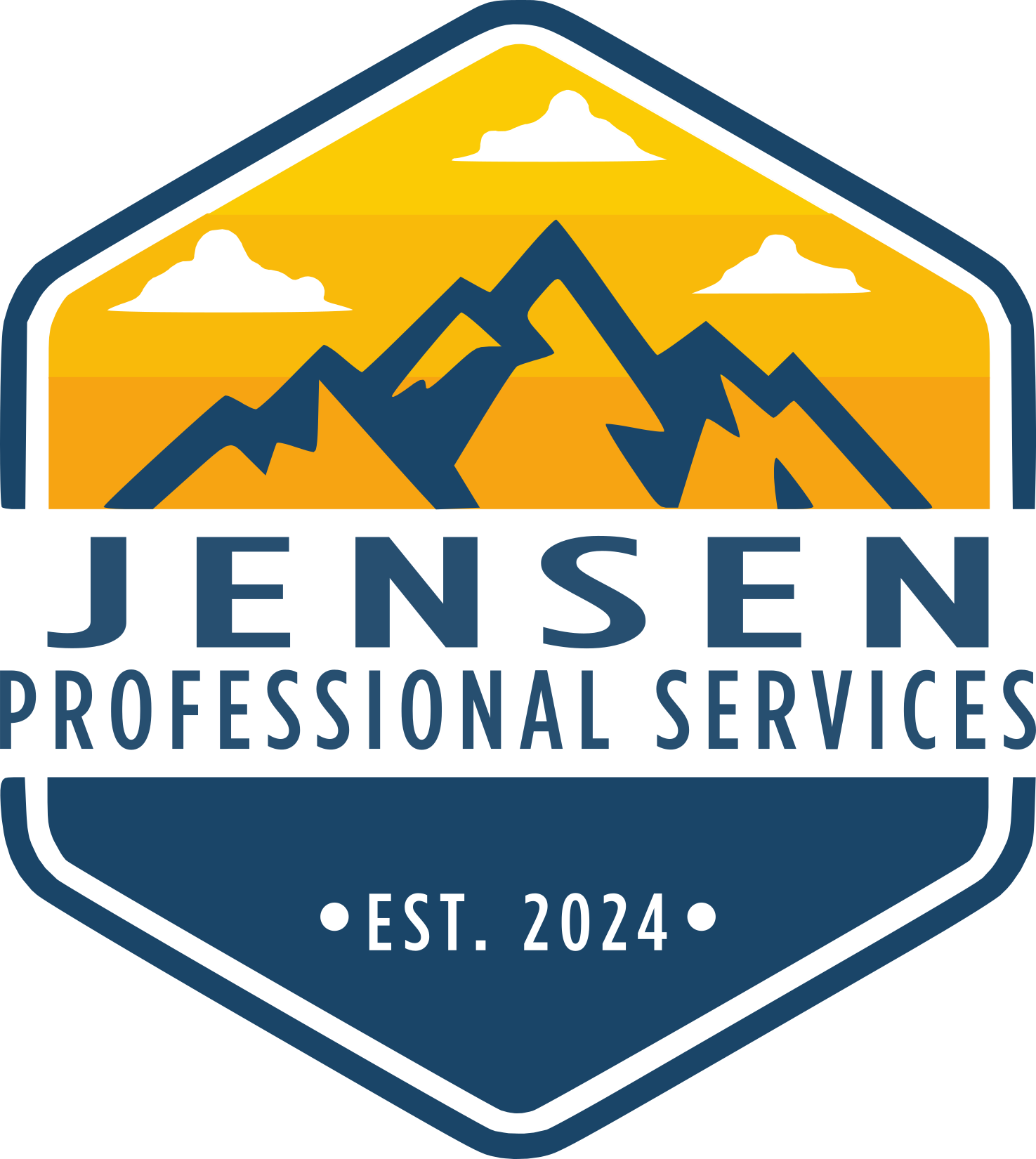 Jensen Professional Services logo with mountain landscape badge